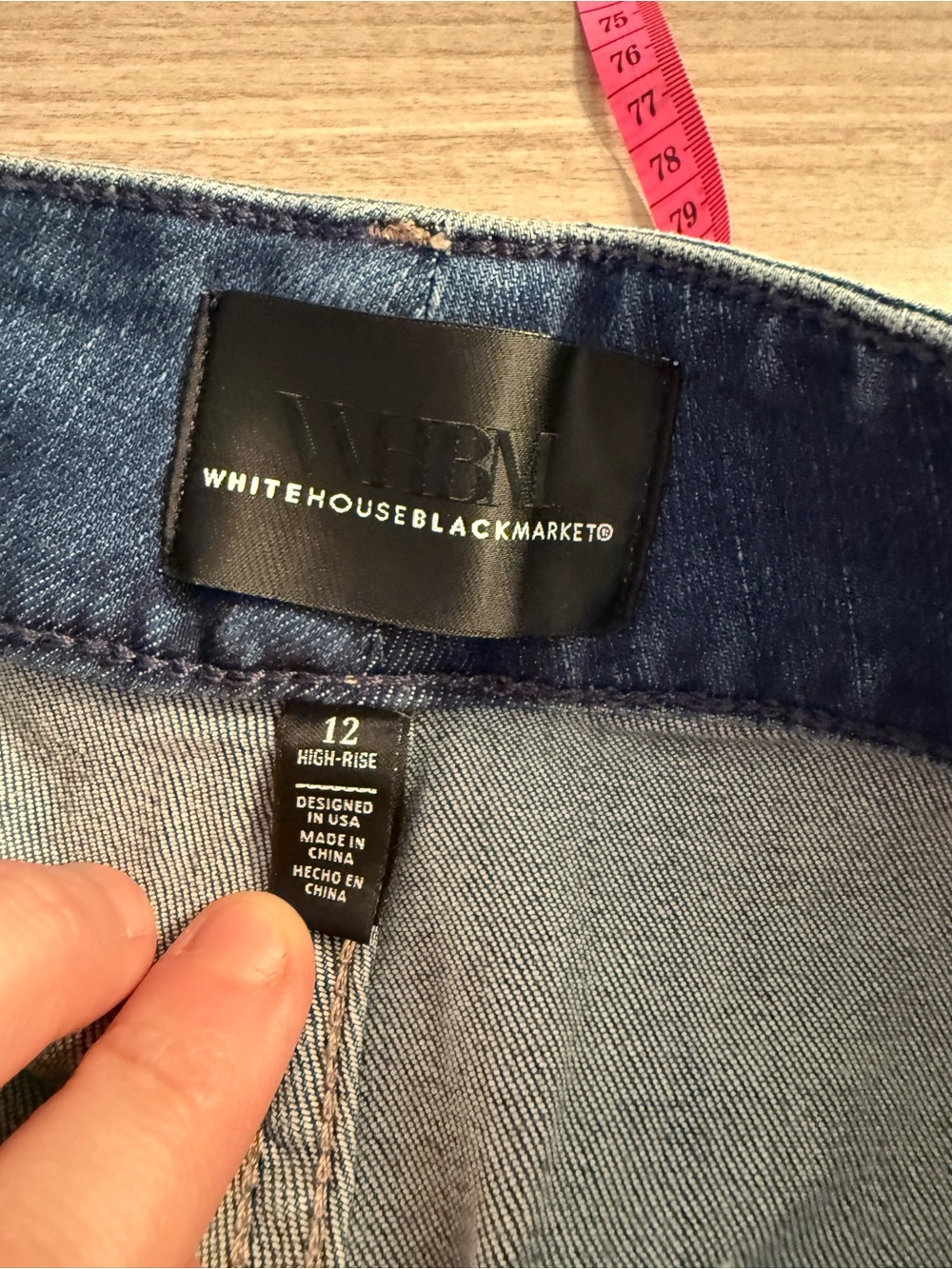 White House Black Market Dark Blue Straight Leg Jeans with Embellished Pockets - Picture 4 of 9